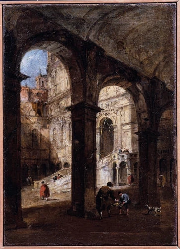 Veduta della Corte di Palazzo Ducale e della Scala dei Giganti - Accademia Carrara, Bergamo